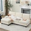 VIVCA Divano e divano imbottiti, divano ad angolo a 3 posti, divano letto a L beige, soggiorno, appartamento, salone, lino