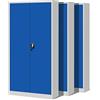 Jan Nowak Set di 3 Armadio da Ufficio C001 Archivio per Officina in Metallo Verniciato a polvere Chiudibile 195 cm x 90 cm x 40 cm (Grigio-Blu)