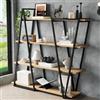 VIVCA Scaffale geometrico da 158 x 35 x 166 cm, libreria, scaffale aperto in metallo con ripiani in legno MDF spesso 25 mm, design triangolare, per soggiorno, cucina e studio, nero marrone