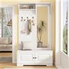 Terahanda 100 x 40 x 180 cm appendiabiti con specchio, 5 ganci per vestiti, 2 armadi e scaffali, appendiabiti con scarpiera, corridoio, guardaroba compatto, bianco