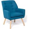 IDMarket - Poltrona scandinava in tessuto blu anatra NAT