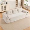 Trdlpyn Divano Letto 3 Posti in Velluto a Coste con Tasche laterali e Portabicchieri, Divano Modulare Pieghevole con 2 cuscini, Può Essere Combinato Liberamente, Beige