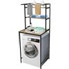 CUMELLIIR Scaffale per lavatrice, mobiletto per lavatrice, 3 ripiani, metallo legno, 69 x 60 x 176,5 cm, nero