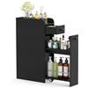 COSTWAY Mobile da Bagno Piccolo, Mobiletto Salvaspazio Stretto con 2 Cassetti e 2 Ruote Girevoli, Armadietto Sottile da Terra Autoportante per Bagno, Cucina e Ufficio, 40 x 18 x 70 cm (Nero)