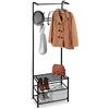Relaxdays Appendiabiti da Ingresso, con Ripiano per Scarpe, Autoportante, Attaccapanni in Metallo, 183x61x34 cm, nero