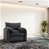Soweiz Design moderno, divano singolo, sedia per il tempo libero, in ciniglia, poltrona oversize, sedia decorativa, adatta per soggiorno e camera da letto, 96 x 82 x 84 cm (grigio)