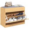 HOMCOM Panchina per scarpe da ingresso bambù 63x29x48cm Legno naturale