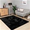 Paco Home Tappeto Salotto Moderno Soggiorno Pelo Corto Lavabile in Lavatrice Monocolore Tappeto Morbido, Dimensione:160x220 cm, Colore:Nero