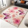 Generico Tappeto Soggiorno Fiori Di Farfalla 120x180 cm Tappeti Antiscivolo Morbido, Tappeti Flanella Lavabile per Camera Letto, Sala Pranzo, Camera Bambini