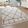 Paco Home Tappeto Shaggy a pelo corto per soggiorno o camera da letto in diversi design, colori e misure, Dimensione:60x100 cm, Colore: Crema 12