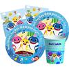 Isola Party Kit Festa di Compleanno Baby Shark per 16 Persone Eco-Friendly (16 Piatti ⌀ 20 cm, 16 Bicchieri 250 ml, 20 Tovaglioli 33x33 di Carta)