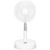 Trebs 99380 Ventilatore da tavolo - Portatile e alimentato a batteria - Supporto telescopico - Batteria 10000 mAh - 4 velocità - Bianco