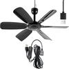 bestmoument Piccolo ventilatore da soffitto portatile da 45 cm con interruttore ON/OFF, spina USB, alimentazione 5 V CC, 6 pale, tenda da campeggio per interni ed esterni, gazebo, spiaggia, appeso