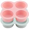 Tongdejing Stampo per uova in silicone, riutilizzabile per friggitrice ad aria, antiaderenti per muffin, 4 cavità, stampo per mini torte, hamburger e panini (rosa + blu)