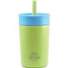 Tom Hugh Tazza termica in acciaio inox con cannuccia, per bambini e adulti, 400 ml, per scuola, sport, tempo libero, come Stanley Cup per bambini, ma più maneggevole (verde)