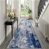INOVADAY 80x300 cm Tappeto Lavabile in Lavatrice Tappeti Moderno Astratto Blu/Grigio