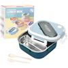 GeluEla Contenitore Termico Per Il Pranzo In Acciaio Inox, Bento Box Portatile Con Manico E Posate, Blu, 1000ml