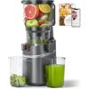 AMZCHEF Estrattore di succo automatico Le mani libere, apertura di 150 mm e capacità di 2 l Estrattore di succo di frutta e verdura integrale, estrattore succo lento da 250 W con triplo filtro, grigio