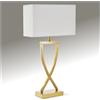 tectake® lampada da scrivania moderna, 60W, luce antiabbagliamento, paralume in tessuto, lampada da comodino struttura in ferro rivestito, base stabile, bajour comodino, design elegante - Color Ottone