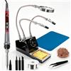 Generic Kit per saldatore, stazione di saldatura a riscaldamento rapido da 100 W con display LCD, lente d'ingrandimento, 3 punte, manicotto per punta, filo di saldatura, pinzette, sfera in ottone, spugna