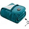 GOTCOZY Coperta Elettrica 130x180cm A un Tocco Coperta Elettrica Blu | 10 Temperature,timer autospegnimento dopo 9H,Riscaldamento Rapido Coperta Termica Elettrica,Lavabile in lavatrice