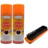 FEI FAN 2X Dry Spot, Smacchiatore a Secco per Tessuti, Formula Professionale, Flacone Spray da 200 ml, + Spazzola in Legno