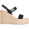 Calvin Klein Donna Espadrillas Wedge 70 Webbing con Cinturino alla Caviglia, Nero (CK Black), 40