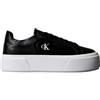 Calvin Klein Donna Sneakers con Suola Alta Lace Up in Pelle, Nero (CK Black), 41