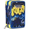 Seven Astuccio Scuola Elementare, 3 scomparti, Medie, con Matite, Pennarelli, Penne, 3 Zip, Portapenne Bambino, giallo/blu
