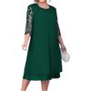 Odizli Abiti Taglie Forti Donna Elegante Estate Fiore Ricamo Maniche 3/4 Abito in Chiffon Matrimonio Festivo Abito da Cocktail, verde, 4XL