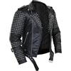 MERCH ATTIRE Rockstar - Giacca da motociclista con borchie, stile punk, asimmetrica, in pelle, Nero - Pelle con borchie, XL