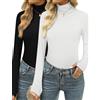 Terecey Maglia Donna Collo Alto Confezione da 2 Dolcevita Cotone Manica Lunga Lupetto Leggero Aderente Basic Top Elegante Intimo Traspirante Elasticizzato Sottogiacca Termico