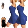 INLANDSIS Shapewear Dress Slip Donne Senza Spalline Fascia Sotto Abiti Controllo Della Pancia Modellante Slip Full Slips Senza Cuciture Canottiera Tubo Slip Elastico Bodycon Mini Abito, blu navy, XL