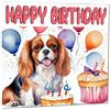 Purple Fox Biglietto di compleanno con cane Cavalier King Charles Spaniel, 145 x 145 mm
