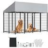 VEVOR Box per Cani Grande Taglia da Esterno con Chiusura di Sicurezza, Recinto per Cani con Tetto Impermeabile e Resistente ai Raggi UV, Gabbia Metallica Colore Nero, per Cani di Grandi Dimensioni