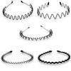 PjNewesting Fasce per capelli unisex nere elastiche antiscivolo semplici in metallo per uomo e donna, fasce per capelli ondulate, cerchietti per capelli a molla, accessori per capelli alla moda