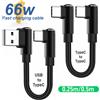 HAPPORIA Cavo dati corto a gomito da 90 gradi 66W 6A Cavo di ricarica rapida da USB A USB C a tipo C per iPhone 15 16 Xiaomi Samsung Huawei