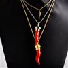 NONE 1Pc Alla Moda Cornicello Pepe Caldo Fortunato Corno Amuleto Ciondolo Donne Collane Hip Hop Smalto Italiano Peperoncino Gotico Collares Gioielli
