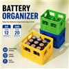 NONE Organizzatore per Batterie Stampato in 3D, Scatola Impilabile per 12 Batterie AA AAA, Accessori per Cassetti da Scrivania e Officina