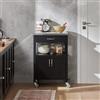 SoBuy FKW22-SCH Carrelli da cucina con piastra di lavoro tavolino Carrello a rotelle in legno Scaffale da cucina per cucina all'aperto 60x92x45CM