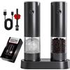 FLYMUYU Set Macinapepe e Macinasale Elettrico Ricaricabile USB con Regolazione della Macinatura e Base di Stoccaggio