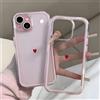 NONE Custodia per telefono in silicone con motivo a cuore rosso semplice per iPhone 17 16 15 14 13 12 11 Pro Max Plus 17 Air, cover trasparente 2 in 1 colore caramella