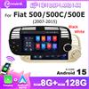 naviunit Autoradio Android 15 con Carplay Wireless 8G 128G, Schermo da 7'' per Fiat 500/500C/500E 2007-2015, Bluetooth, Navigazione