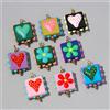 NONE Set di 3 Ciondoli in Vetro Lampwork e Acciaio Inox a Forma di Cuore, Fiore, Fragola e Occhio Malvagio per Collane e Gioielli da Donna
