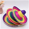 NONE Cappello Estivo da Festa Messicano Colorato a Tesa Larga per Esterni, Cappello di Paglia Sombrero per Feste, Decorazione di Halloween, Cappello Parasole per Esterni