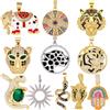 Juya Decorazioni Juya placcate oro 18 carati a forma di animali: orso, elefante, Hamsa, Fatima, occhio di Allah, tigre, pantera, leopardo, ciondoli per la creazione di gioielli fai da te