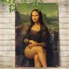 NONE Quadro in metallo 2D (pittura su latta) con variante digitale della Monna Lisa, per decorazioni domestiche, club, esterni, da appendere in ufficio, resistente, pre-forato