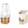 HOOMEI Tritacibo Elettrico 300W Alta Potenza, Capacità 2L, In Acciaio Inossidabile, Macinatore per Cucina, adatto per Aglio, Carne, Verdure e Frutta Secca HM-6276