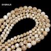 SYSRXLR Naturale Rotondo Trochus niloticus Top Shell Pietra Perline Beige Per Creazione di Gioielli Collana Bracciale FAI DA TE 4 6 8 10 12 MM Filo 15''