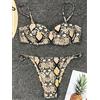 Paunikix Bikini sexy con stampa serpente, reggiseno con ferretto, costume da bagno da donna, due pezzi, micro perizoma.